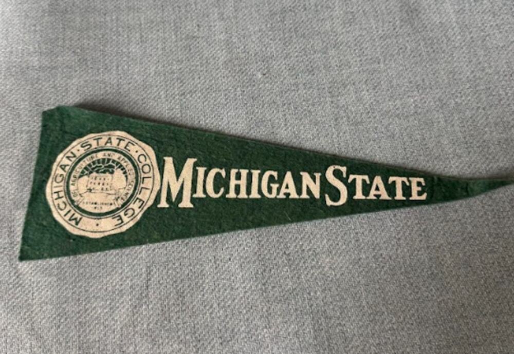 Vintage Michigan State University Felt Pennant MSU Spartans Green College Banner
